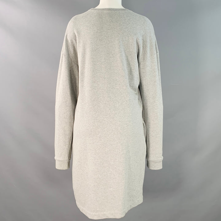 MCQ by ALEXANDER MCQUEEN Size S Grey Pink Green Cotton Embroidered Shift Sweatshirt Dress
