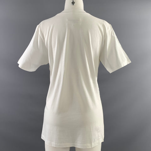 MM6 MAISON MARGIELA Size XS Silver White Cotton Metallic T Shirt Womens
