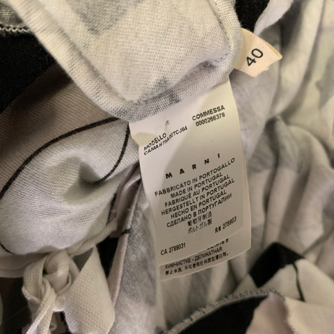 MARNI Size S White Black Cotton Abstract Open back Shirt