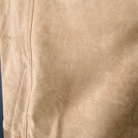 BALMAIN PE16 Veste en daim de veau beige à capuche et boutons-pression asymétriques Taille S