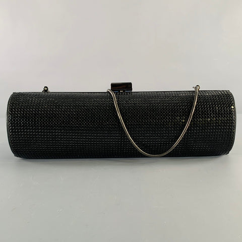 WHITING & DAVIS Black Mixed Materials Leather Metal Handbag