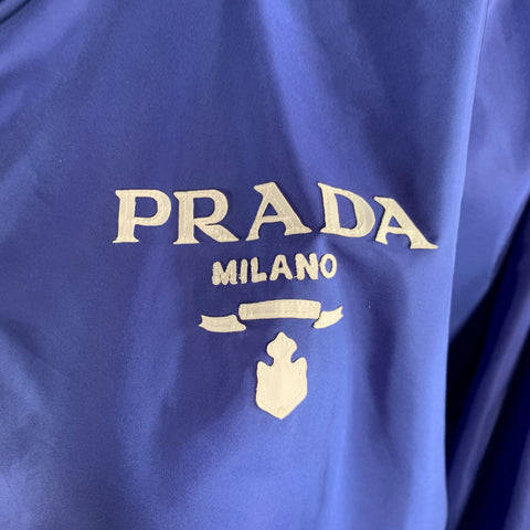 PRADA Size 0 Blue Polyamide Logo Windbreaker Jacket