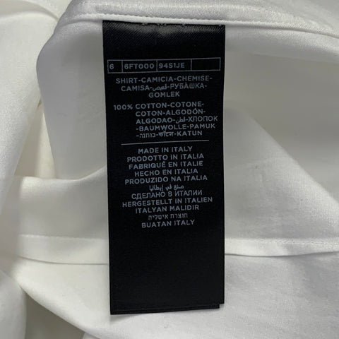 TOM FORD Size M White Cotton Curved Cutaway Button Up Long Sleeve Shirt