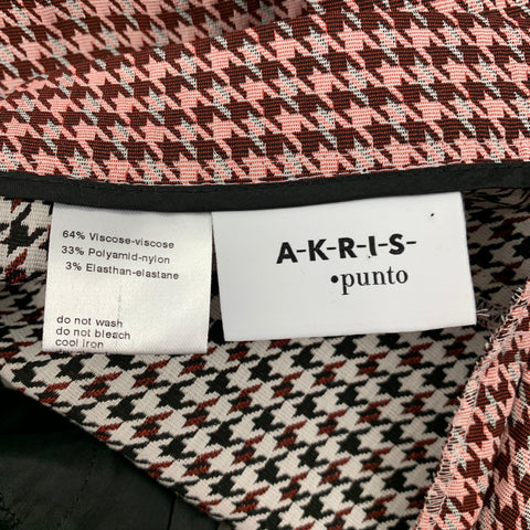 AKRIS Size 2 Burgundy Pink Viscose Blend Houndstooth Side Zipper Dress Pants