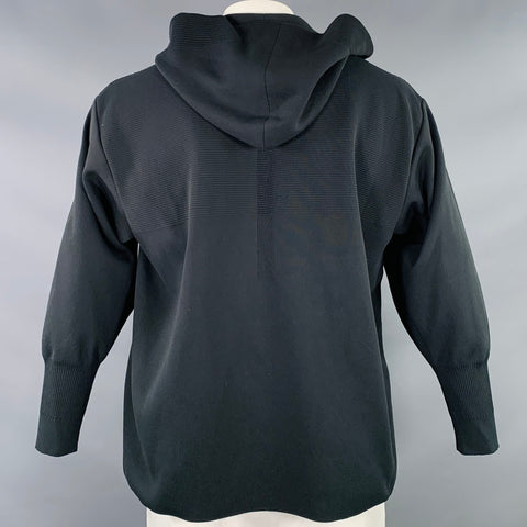 CFCL Size L Black Ribbed Polyester Hooded Jacket
