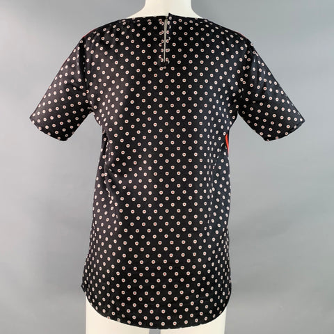 THE KOOPLES Size S Black Red White Silk Floral Short Sleeve Casual Top