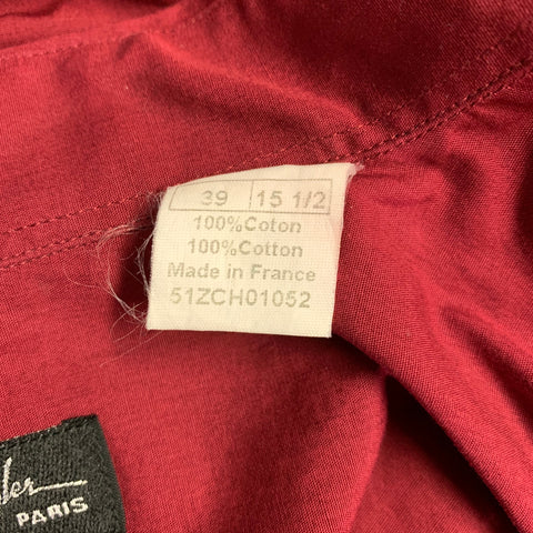 THIERRY MUGLER Size S Red Cotton One Pocket Snaps Long Sleeve Shirt