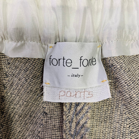 FORTE_FORTE Size S Grey Beige Cotton Blend Herringbone Wide Leg Dress Pants