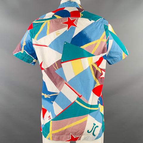 J.CREW Size S Multi Color Cotton Nautical Two Pockets Short Sleeve Shirt