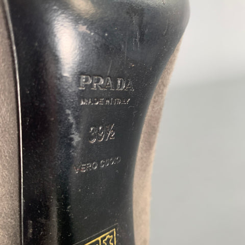 PRADA Size 9.5 Grey Suede Solid Pointed Toe Pumps