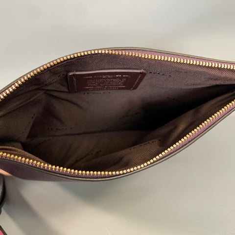 COACH HOL2018 Purple Navy 39250 Metallic Pebble Grain Leather Pouch