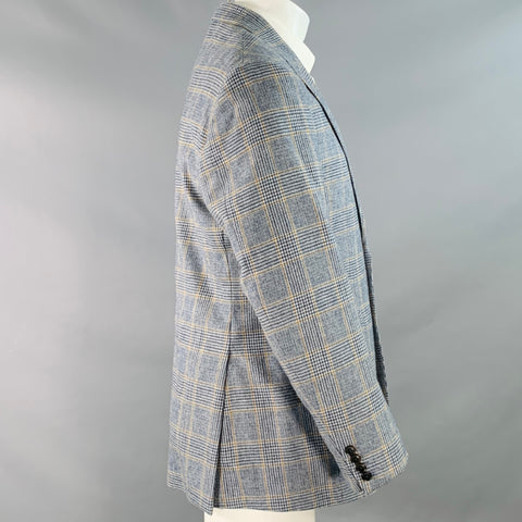 WALKER SLATER Size 40 Regular Blue White Yellow Glenplaid Sport Coat