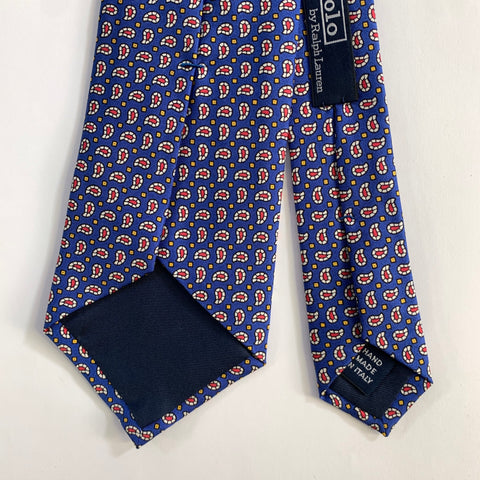 POLO Navy Red Yellow Paisley Grid Dot Silk Tie