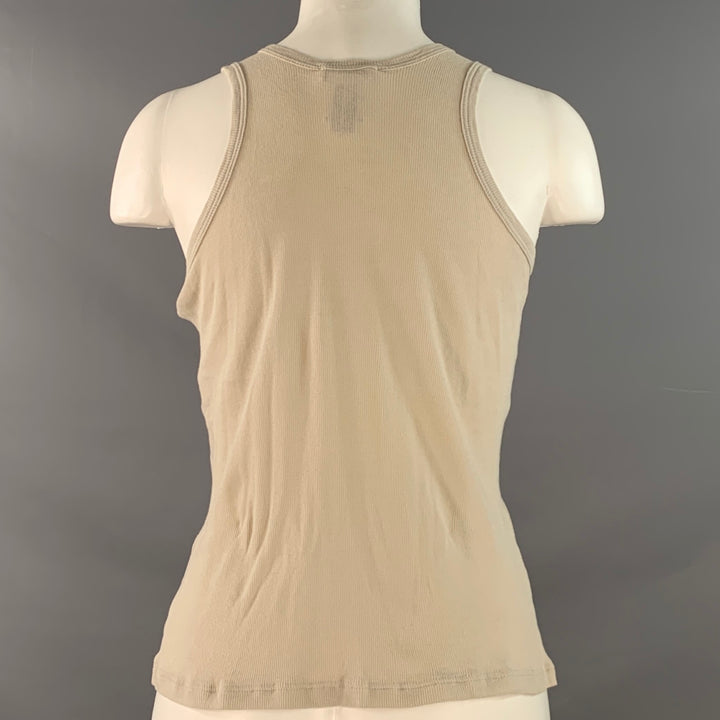 CHLOE Size M MouetteCream Cotton Ribbed Pleated Tank Casual Top
