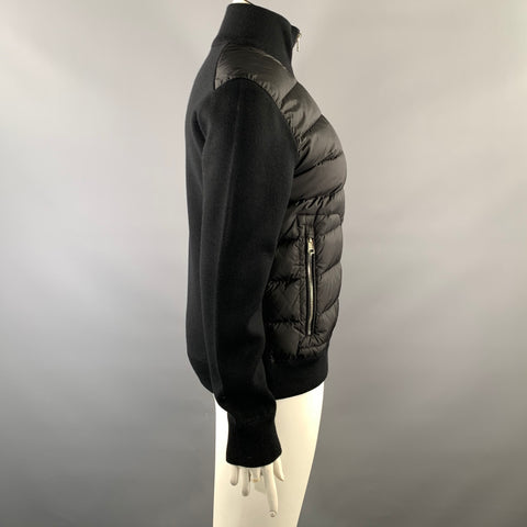 MONCLER Size L Black Polyamide Quilted Down Filled Jacket Outdoor