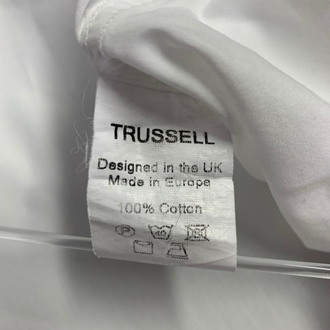 TRUSSELL Size L White Embroidery Cotton Long Sleeve Shirt