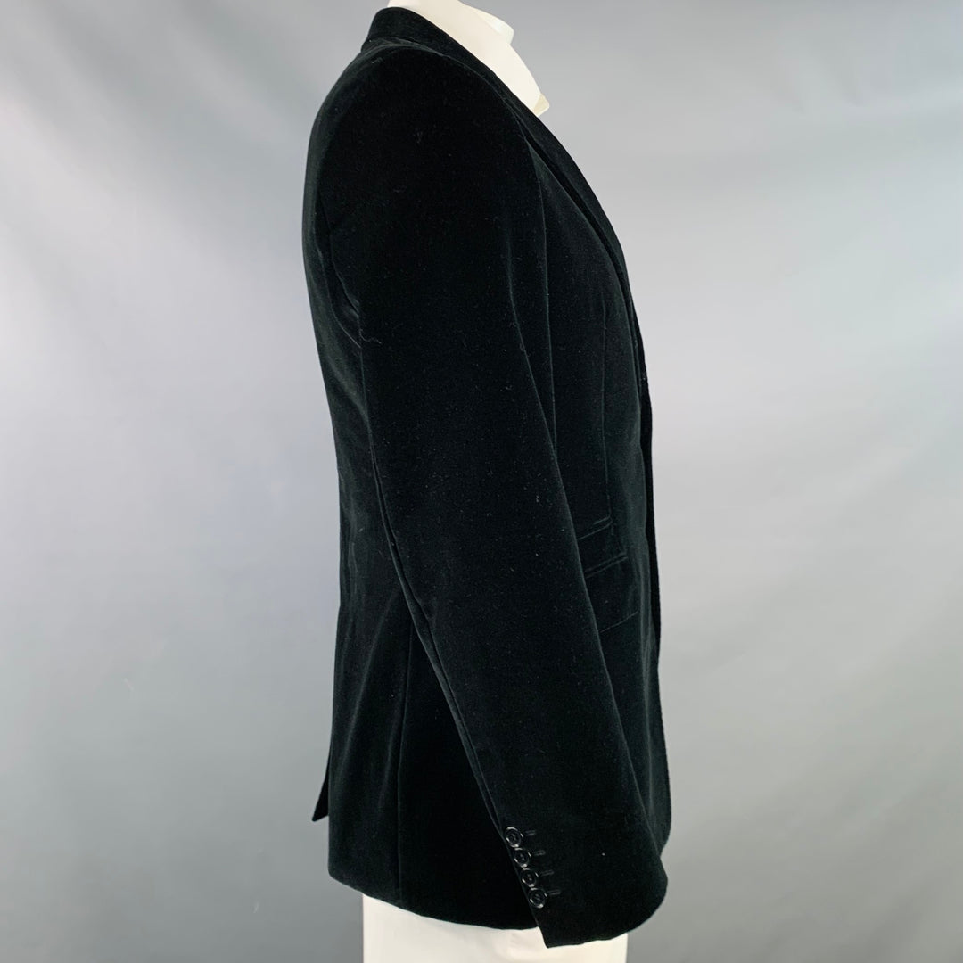 PS by PAUL SMITH Size L Black Velvet Cotton Slim Fit Notch Lapel Sport Coat