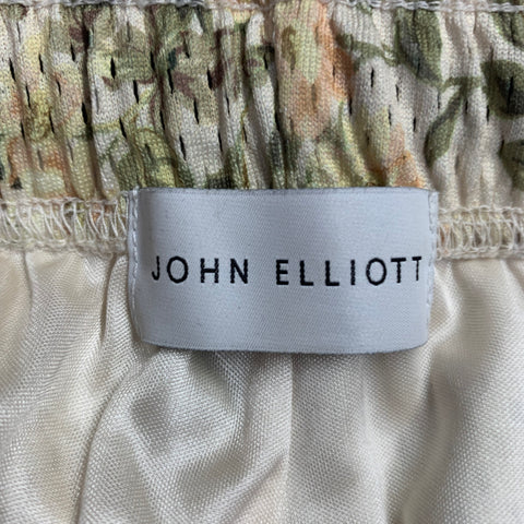 JOHN ELLIOTT Size XS Cream Green Floral Polyester Drawstring Shorts
