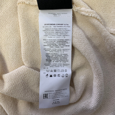 STONE ISLAND Size XL Cream Knitted Cotton Ribbed Pullover