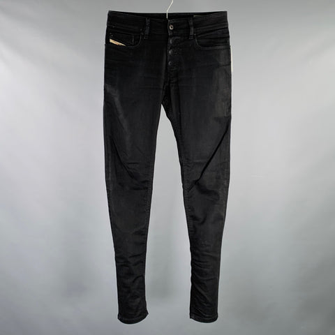 DIESEL Size 27 Sleenker Black Cotton Blend Skinny Slim Button Fly Jeans