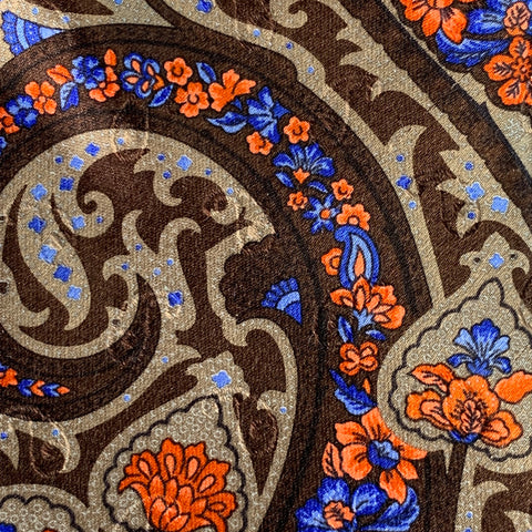 ERMENEGILDO ZEGNA Brown Orange Floral Paisley Silk Satin Tie