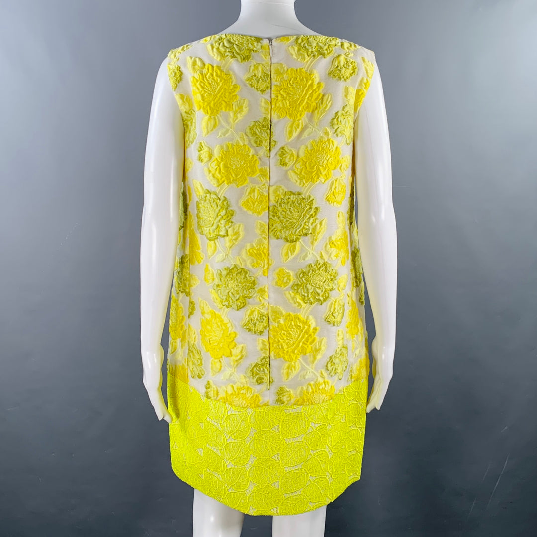 GIAMBATTISTA VALLI Size S Yellow Beige Polyester Blend Floral Sleeveless Dress