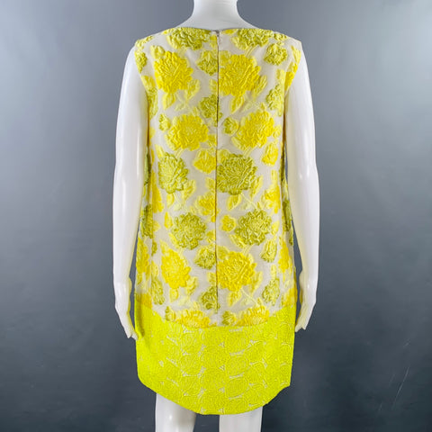 GIAMBATTISTA VALLI Robe sans manches en mélange de polyester jaune beige à fleurs Taille S