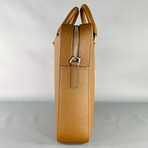 SANDRO -H19 Downtown Large- Brown Textured Leather Briefcase