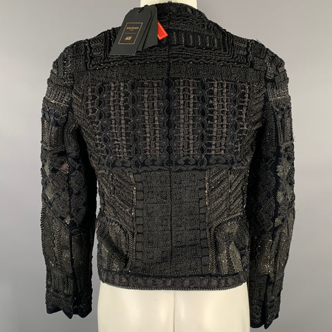BALMAIN X H&M Size 36 Black Beaded Cotton Polyester Jacket