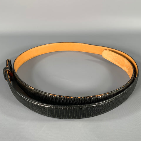 NO BRAND Size 44 Black Lizard Leather Belt