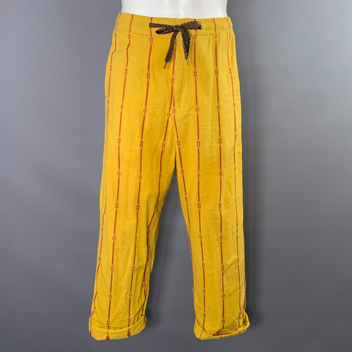 KAPITAL Size S Yellow Red Cotton  Linen K2103LP029 YELL Stripe Casual Pants