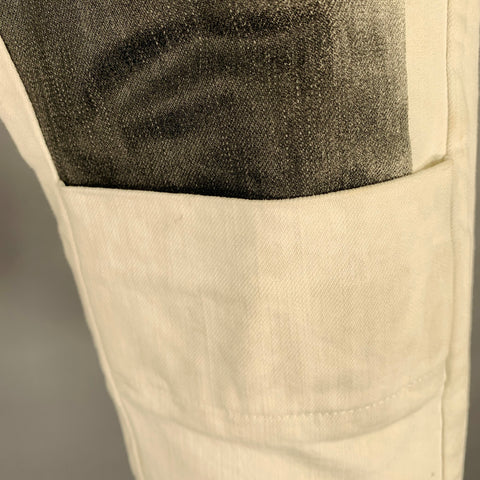 JULIUS JAPAN SS16 Size M White Grey Abstract Cotton Blend Zip Fly Casual Pants