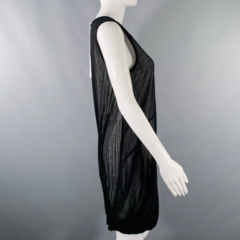 HELMUT LANG Size XS Black White Cotton Layered Bubble Hem Dress