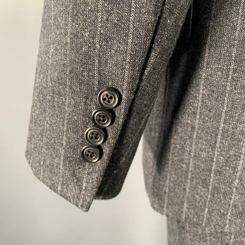 JOSEPH ABBOUD Size 40 Grey Cream Stripe Wool Suit
