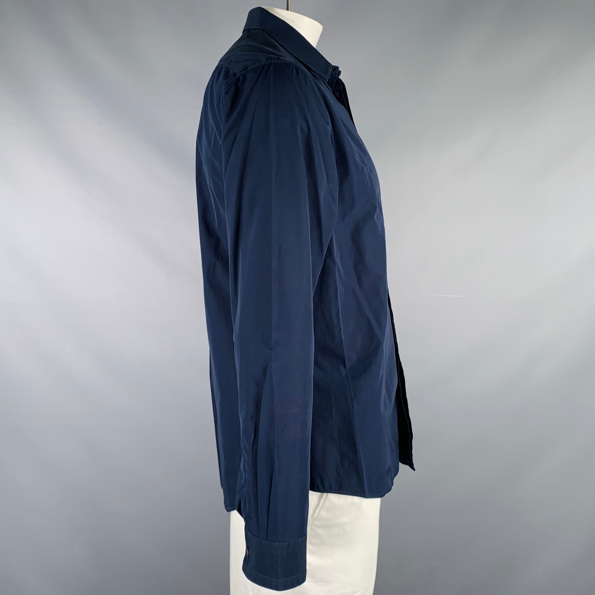 HERMES / HERMES/長袖シャツ/38/コットン/NVY/ネイビー紺/無地// HERMES Size L Navy Cotton Button Up Long Sleeve Shirt – Sui