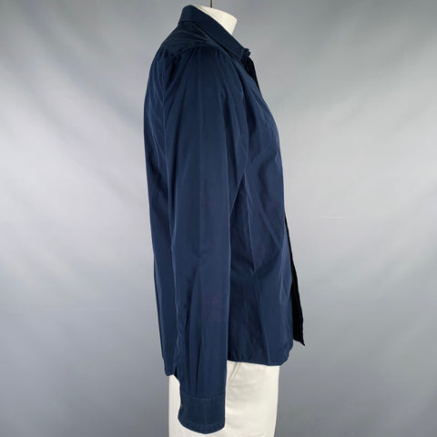 HERMES Size L Navy Cotton Button Up Long Sleeve Shirt