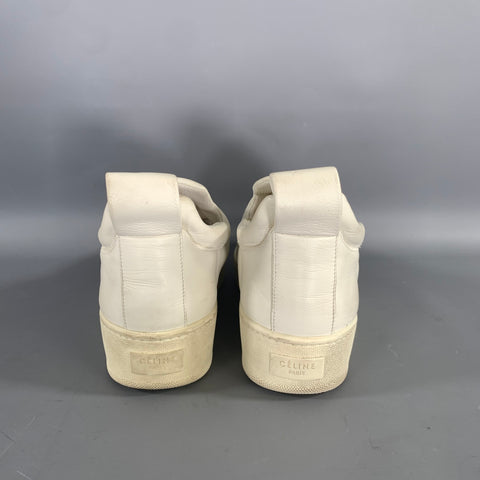 CELINE Size 12 White Leather Platform Flats