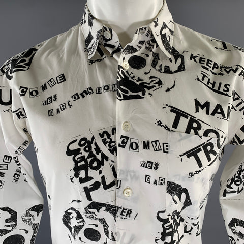 COMME des GARCONS HOMME PLUS Size S White Black Graphic Long Sleeve Shirt