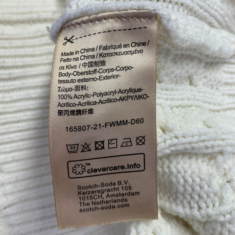 SCOTCH AND SODA Size XL Cream Cable Acrylic Crew Neck Sweater