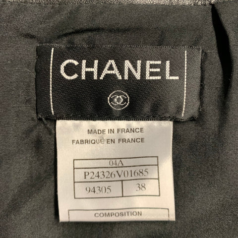CHANEL Size 6 Black Leather Trumpet Below Knee Skirt