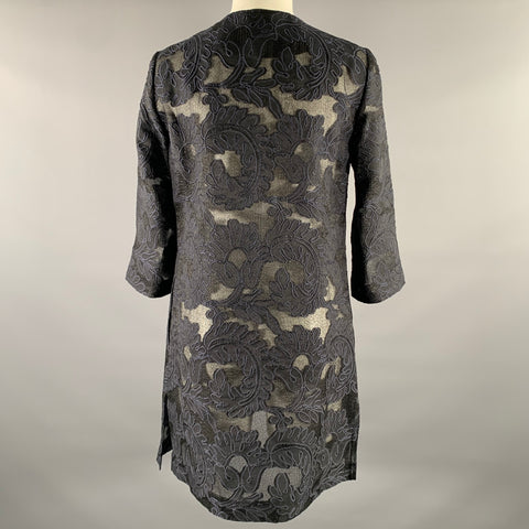 ST. JOHN COUTURE Size 2 Navy Black Silk acetate Floral Jacket