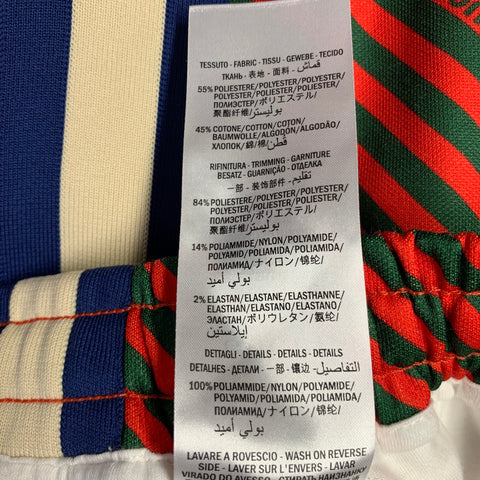 GUCCI Size M Red Green Stripe Polyester Cotton Joggers Casual Pants