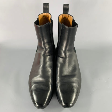 GUCCI Size 12.5 Black Mixed Materials Leather Pull On Boots