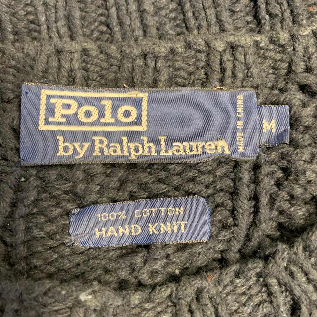 POLO by RALPH LAUREN Size M Navy Cotton Chunky Cable Knit Sweater