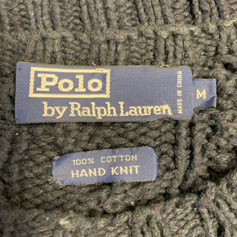 POLO by RALPH LAUREN Size M Navy Cotton Chunky Cable Knit Sweater
