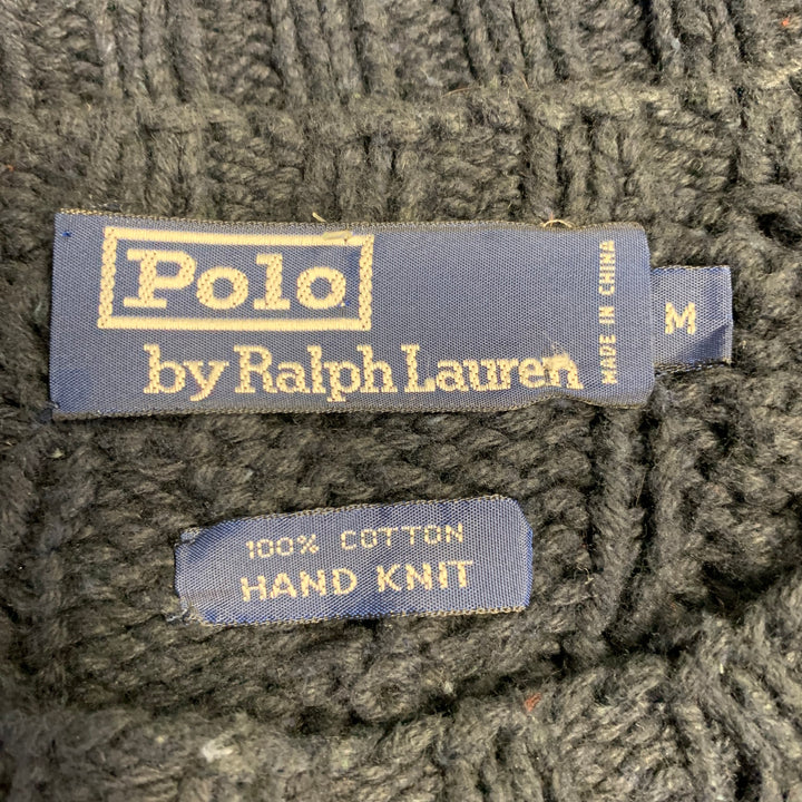 POLO by RALPH LAUREN Size M Navy Cotton Chunky Cable Knit Sweater