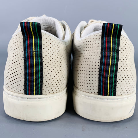 PS by PAUL SMITH Size 12 Grey Stone Perforated Leather Cap Toe Sneakers
