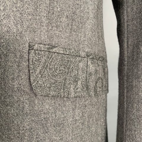ETRO Size 42 Grey Wool Blend Paisley Trim Single Breasted Sport Coat