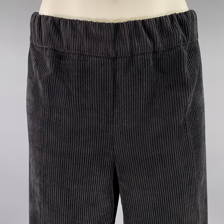 D. EXTERIOR Size 12 Black Polyester Elastane Corduroy Pants