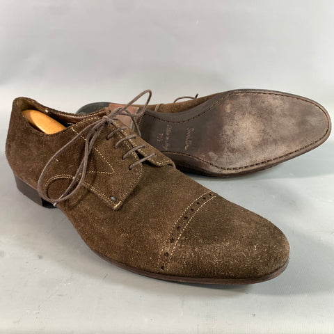 PAUL SMITH Size 7.5 Brown White 436169 K194 7.5 Suede Lace Up Shoes